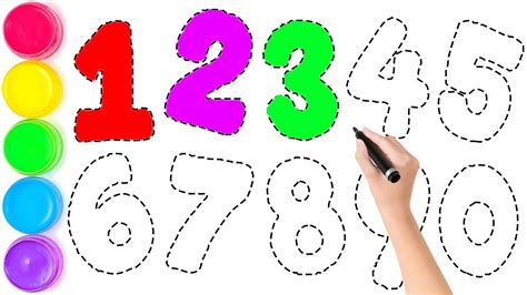 1234567890|1234567890, How to Draw Number 1 to 10 for kids